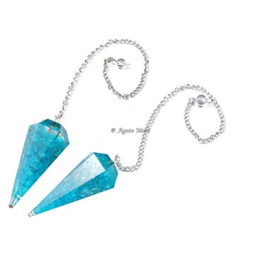 Aqua Orgonite Pendulum with Silver Chain
