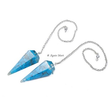 Turquoise Orgonite Pendulum with Silver Chain