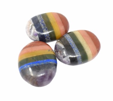 Seven Chakra Bonded Palm Stone
