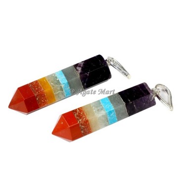 Seven Chakra Bonded Faceted Pencil Pendant