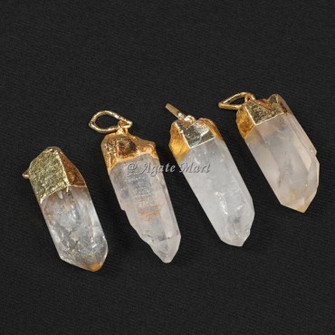 Electroplated Rough Crystal Faceted Pencil Pendant