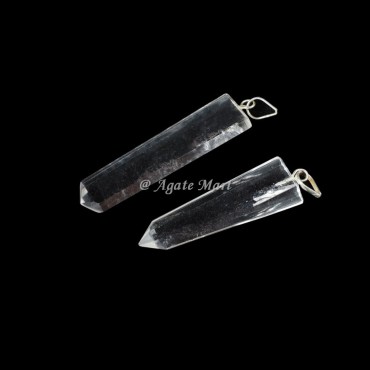 Clear Crystal Quartz Faceted Pencil Pendant