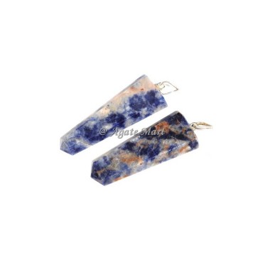 Flat Sodalite Faceted Pencil Pendant