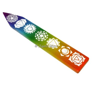 Selenite Chakra Engraved Wand