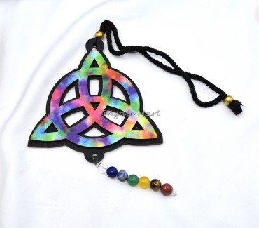 Celtic Trinity Knot Rainbow With 7 Chakra Beads Wall or Car Hanging For Healing