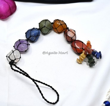 7 Chakra Tumbled Stone For Car And Home Hanging