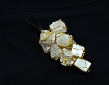 Selenite Stone Golden Wired Hanging For Door And Home