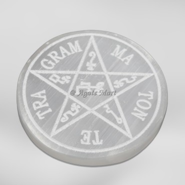 Engraved TE TRA MA Selenite Charging Plate