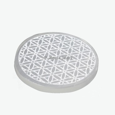 Flower Of life Selenite Charging Plate