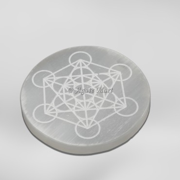 Engraved Metatron Selenite Charging Plate
