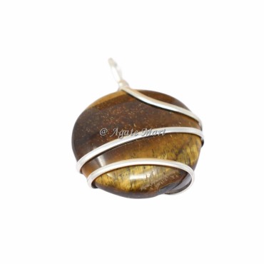Tiger Eye Circle Wire Wraped Pendants