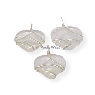 Crystal Heart Wire Wraped Pendant
