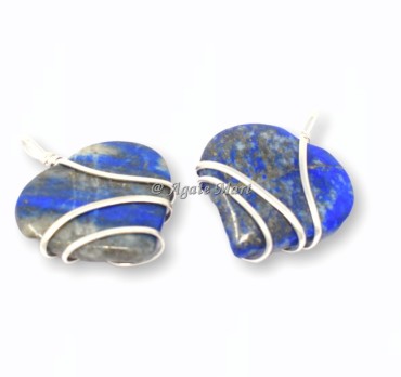 Lapis Lazuli Heart Wire Wraped Pendant