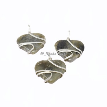 Labradorite Hearts Wire Wraped Pendants