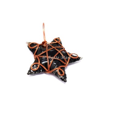 Black Obsidian Star Wire Wraped Pendant