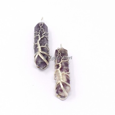 Lepidolite Wirewarpped Tree Of life Pendants